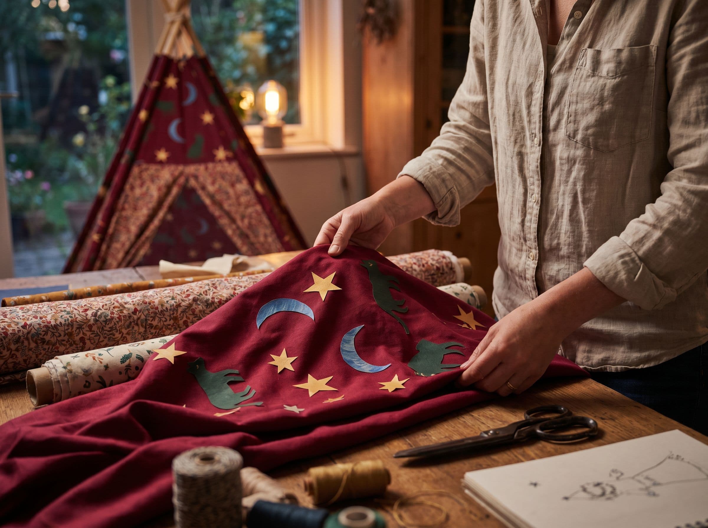 Atelier folk — chambre d'enfant aux tipis colorés